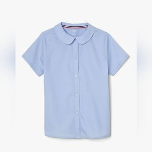 French Toast Girl's Short Sleeve Peter Pan Collar Blouse. Sz 7 /Blue